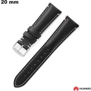 Pulseira de 20 mm para relógio Huawei Preto Couro verdadeiro de qualidade