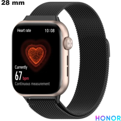 Bracelet Noir 28mm de montre connectée Acier Honor
