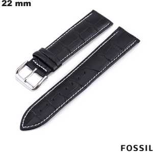 Armband Stil croco Schwarz 22 mm für günstige Fossil Smartwatch