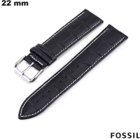 Armband Stijl croco Zwart 22 mm van smartwatch Fossil goedkoop