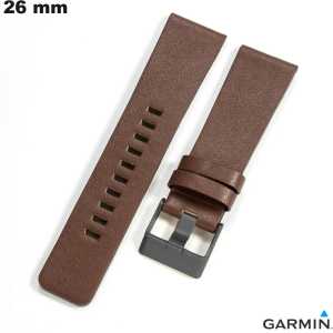 Koop Echte Leren Horlogeband 26 mm Bruin Garmin