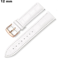 Bracelet de montre croco Blanc 12mm Cuir véritable de qualité