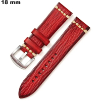 Bracelet 18 mm Rouge Cuir végétal montre / Montage Facile