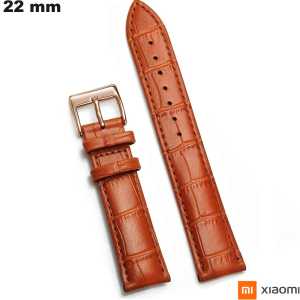 Bracelete de Cuir Verdadeiro 22mm Xiaomi Marrom de Relógio Barato