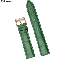 Armband 24 mm Echte leren horloge Groen \ Eenvoudige montage