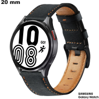 Verkauf Armband 20 mm Echtes Leder Smartwatch Schwarz Samsung