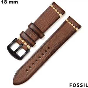 Bracelet 18mm montre Cuir végan Brun Fossil - Livraison Gratuite