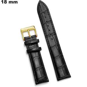 Armbanduhr Echtes Leder 18 mm Schwarz ● Kostenlose Lieferung