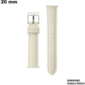 Bracelet 20mm montre connectée Blanc Samsung Cuir de qualité