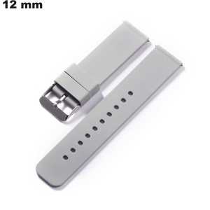 Bracelet léger Silicone Gris 12mm pour montre / Envoi en 24h