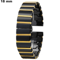 18mm Ceramic Bracelet Black Watch | Free Shipping