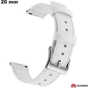 Armband Stoff 20mm Uhr Weiß Huawei \ Versandkostenfrei