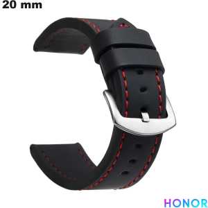 Armband Schwarz Honor für Uhr 20 mm Kunstleder # Versand für 3,99€