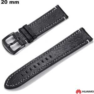 Armband Huawei 20mm Echtes Leder U Uhr Schwarz von hoher Qualität