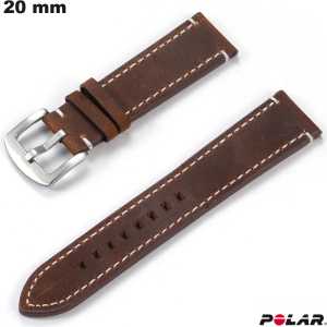 Bracelet Polar 20 mm Cuir véritable Marron ● Port Gratuit