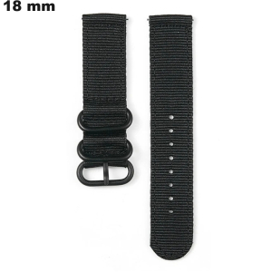 Pulsera Zulu Sport de Tela Negra para reloj de 18mm # Calidad Premium