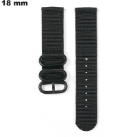 Armband Zulu Sport Stoff Schwarz für Uhr 18mm # Premium-Qualität