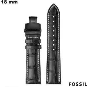 Premium 18 mm Fossil Smartwatch Armband in Schwarz von hoher Qualität