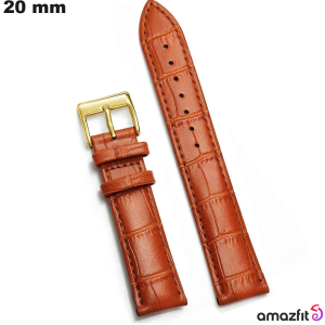 Armband Smartwatch Echtes Leder Braun 20 mm Amazfit günstig