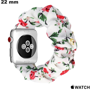 Armband 22 mm Apple Watch Wit Bloemen Textiel / Verzending binnen 24u Armband 22 mm Apple Watch Wit Bloemen Textiel / Verzending binnen 24u