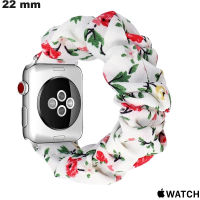 Armband 22 mm Apple Watch Wit Bloemen Textiel / Verzending binnen 24u