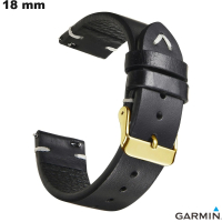 Echtheitslederarmband 18 mm Schwarz Garmin # Bester Preis
