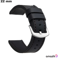 Armband aus schwarzem Kunstleder für universelle Amazfit-Uhren 22mm kaufen