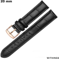 Armband Stil Croco Withings 20mm Echtes Leder Schwarz von hoher Qualität