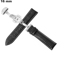 Armband Echtes Leder Schwarz Uhr 16mm ● Premium Qualität