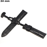 Armband Schwarz für Uhr 24 mm Echtes Leder # Versand in 24h