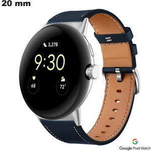 Bracelet de montre Google Pixel Cuir Bleu 20mm ● Livraison Rapide