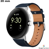 Google Pixel Horloge Band Leer Blauw 20mm ● Snelle Levering
