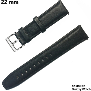 Schwarzes Samsung Armband aus echtem Leder 22mm: Versand in 24h