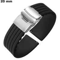 Silikon-Uhrenarmband 20mm Schwarz - Bester Preis