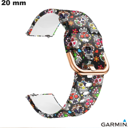 Bracciale Tête de mort 20mm Nero Garmin per smartwatch