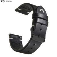 Armband Schwarz 20 mm Echtes Leder für Uhr \ Port Inclus