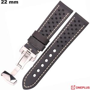 Armband Racing OnePlus Uhr Echtes Leder Schwarz 22mm von hoher Qualität