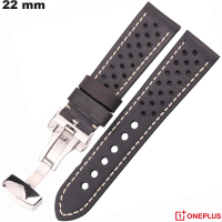 Armband Racing OnePlus Uhr Echtes Leder Schwarz 22mm von hoher Qualität