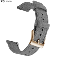 Armband Stil handgefertigt Textil für Uhr 20 mm Grau von hoher Qualität