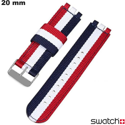 Bracelet 20mm France Swatch Multicolore montre Tissu