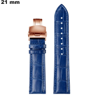 Bracelet 21 mm Cuir véritable de montre Bleu