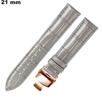 Armband für Uhren Grau Echtes Leder 21 mm ● Schnelle Lieferung