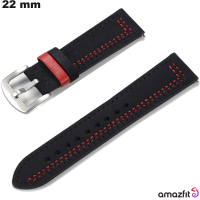 Armband Echtes Leder Schwarz 22 mm für günstige Amazfit-Uhr