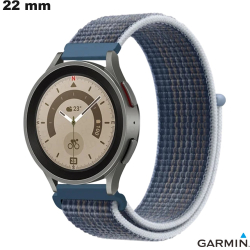 Pulseira de Nylon para relógio 22 mm Garmin Azul