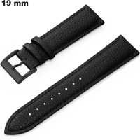 Bracelet 19 mm Noir montre Cuir véritable
