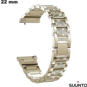 Pulsera reloj de metal con strass de 22 mm dorada Suunto de calidad