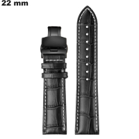 Chic Armband Schwarz Echtes Leder 22mm Uhr / Premium Qualität