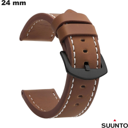 Pulseira 24mm Marron para relógio Suunto em Couro Sintético