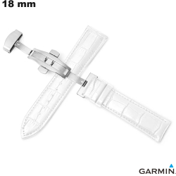 Armband 18mm Style Croco Garmin Echtes Leder Weiß